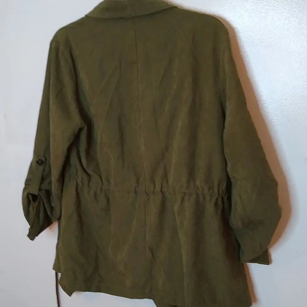 Women's Size Medium olive green jacket. BOHO